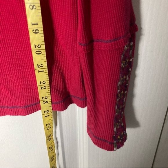 Nwot Sundance Waffle Thermal Top L Embroidery Floral Boho Indie Retro Magenta - Picture 4 of 7